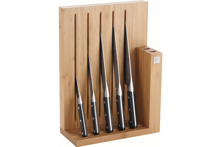 Bloc bambou design de 5 couteaux de cuisine Zwilling Pro forg&eacute;s