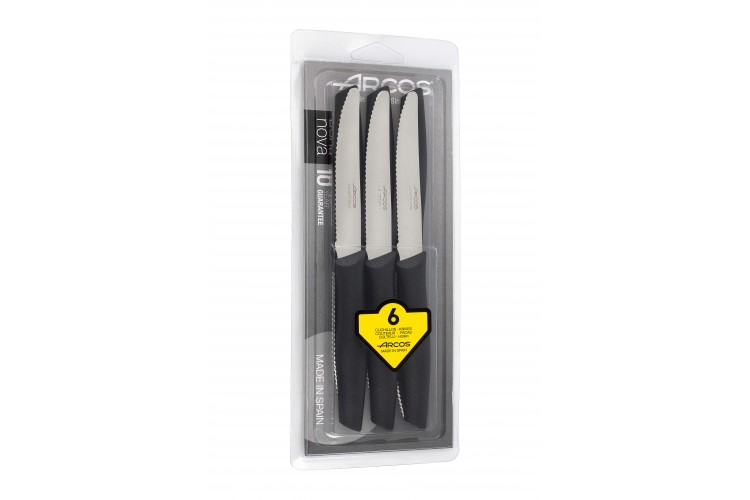Set 6 couteaux de table Arcos lames acier NITRUM manche noir