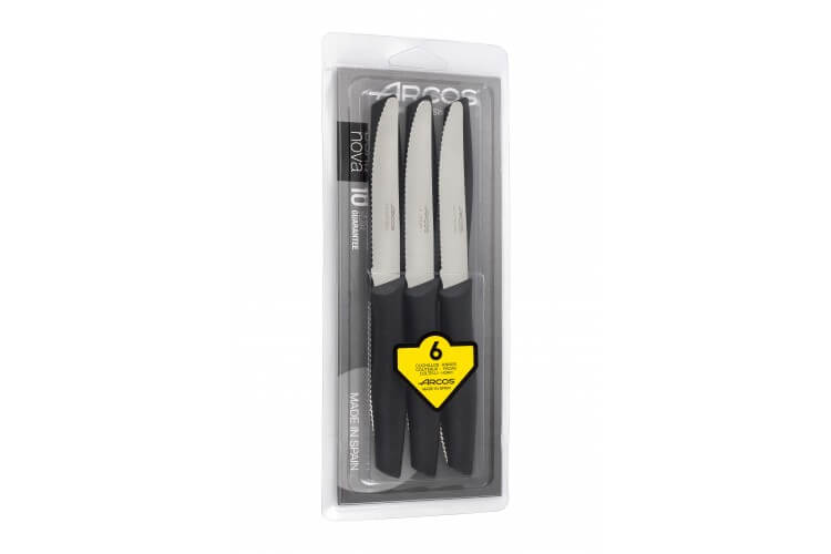 Set 6 couteaux de table Arcos lames acier NITRUM manche noir