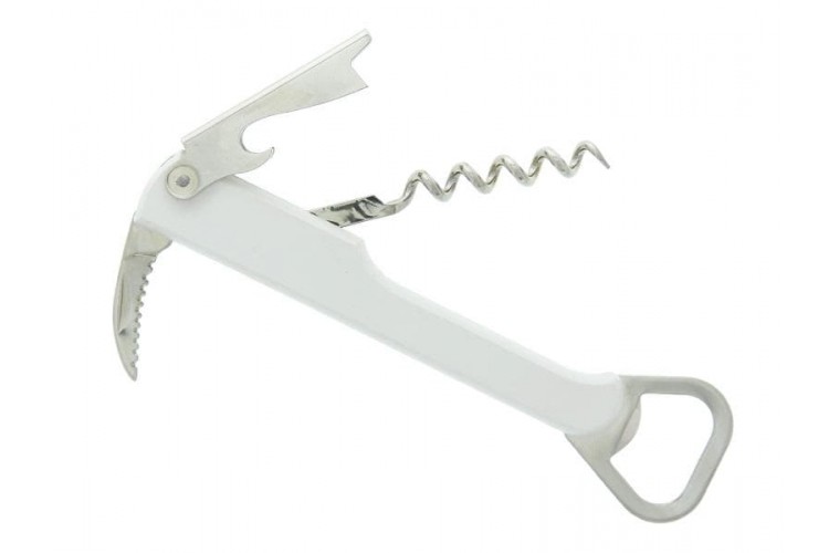 Tire bouchon sommelier 4 pi&egrave;ces manche 14 cm blanc