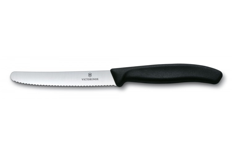 Couteau de table Victorinox Swissclassic noir lame &agrave; dents 11cm
