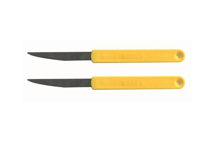 Lame de boulanger inox crant&eacute;e manche jaune - 2 pi&egrave;ces