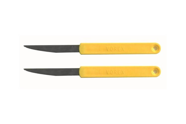 Lame de boulanger inox crantée manche jaune - 2 pièces