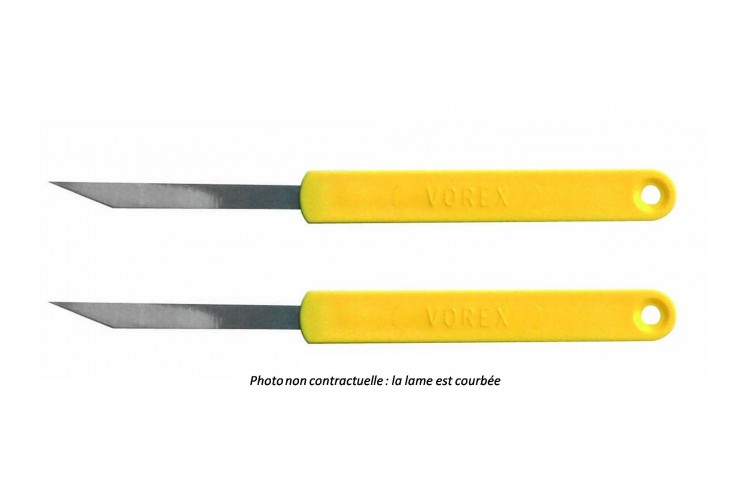 Lame de boulanger inox courbe manche jaune - 2 pi&egrave;ces