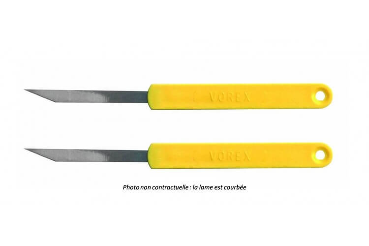 Lame de boulanger inox courbe manche jaune - 2 pièces