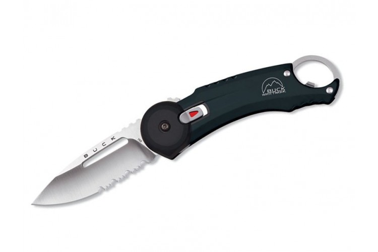 Couteau pliant BUCK REDPOINT n&deg;750BKX semi dentel&eacute; + d&eacute;capsuleur 11cm