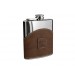 Flasque inox gainée façon cuir avec bouchon baïonnette - 180ml