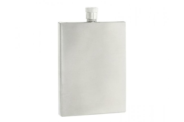 Flasque plate inox, bouchon simple, 90ml