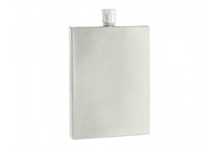 Flasque plate inox, bouchon simple, 90ml