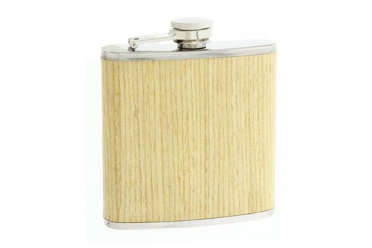 Flasque inox gain&eacute;e h&ecirc;tre avec bouchon ba&iuml;onnette - 180ml