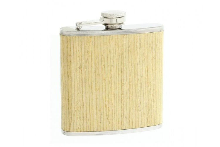 Flasque inox gainée hêtre avec bouchon baïonnette - 180ml