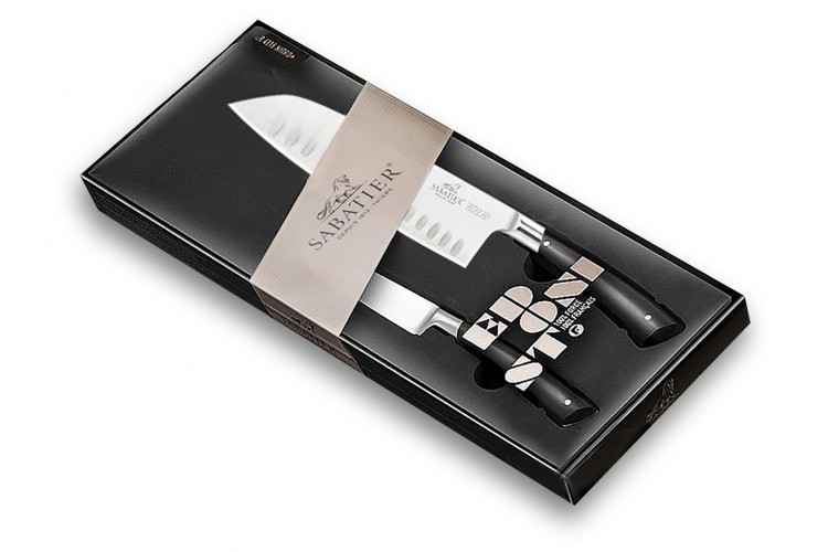 Coffret 2 couteaux forg&eacute;s Sabatier Edonist Santoku + Office