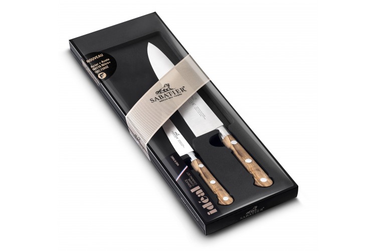 Coffret 2 couteaux SABATIER Proven&ccedil;ao 100% forg&eacute;s manches olivier