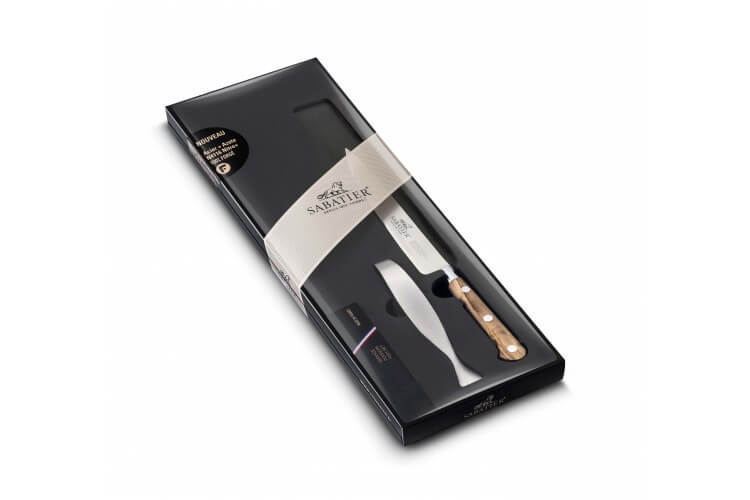 Coffret SABATIER Provençao Olivier 1 couteau filet de sole forgé + 1 pince