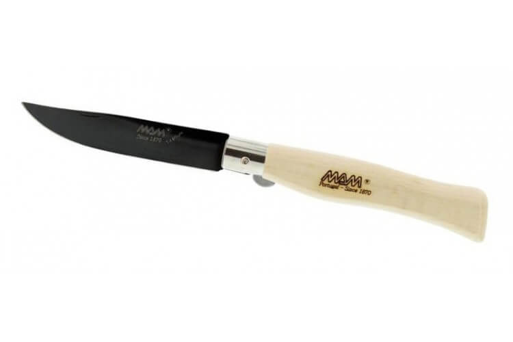 Couteau pliant MAM lame titanium noir manche en hêtre 12.5cm