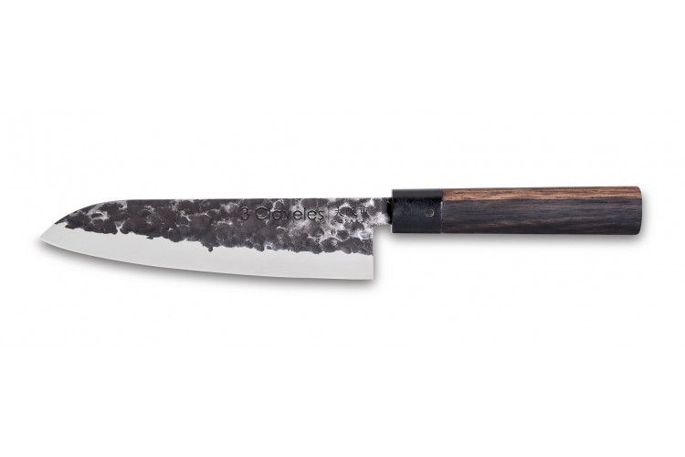 Couteau santoku 3 Claveles Osaka 18cm forg&eacute; main manche grenadille