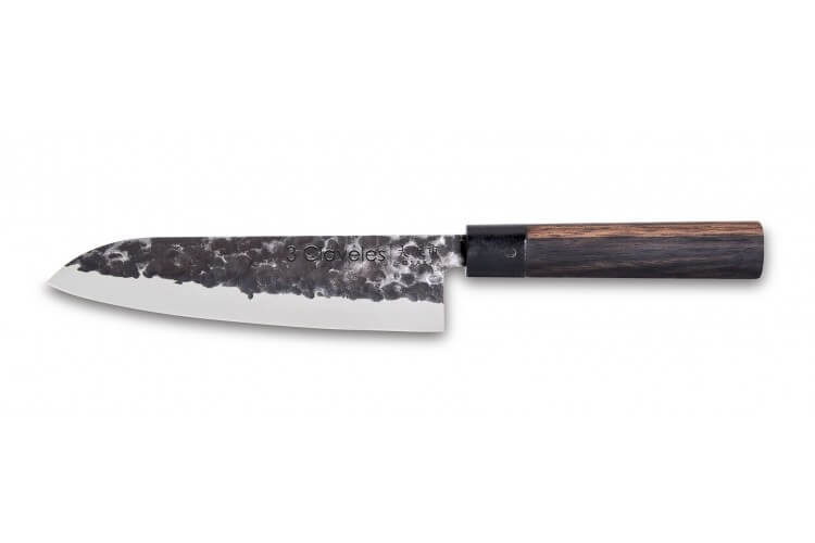 Couteau santoku 3 Claveles Osaka 18cm forgé main manche grenadille