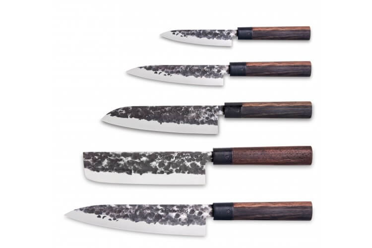 Set de 5 couteaux de cuisine 3 Claveles Osaka forgés main style japonais
