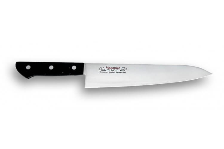 Couteau de chef japonais Masahiro BWH 24cm acier MBS-26 manche Pakkawood