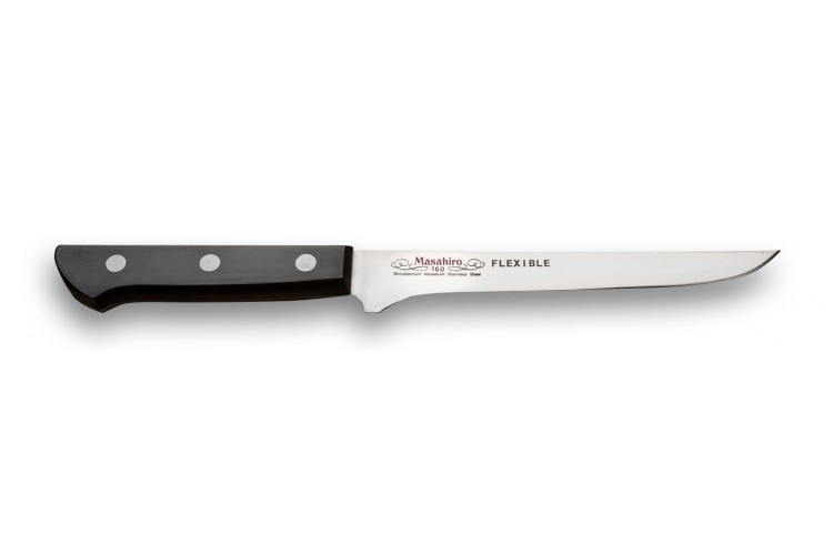 Couteau filet de sole japonais Masahiro BWH 16cm acier MBS-26 flexible manche Pakkawood