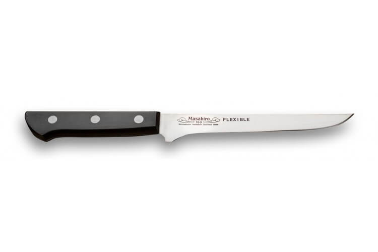Couteau filet de sole japonais Masahiro BWH 16cm acier MBS-26 flexible manche Pakkawood