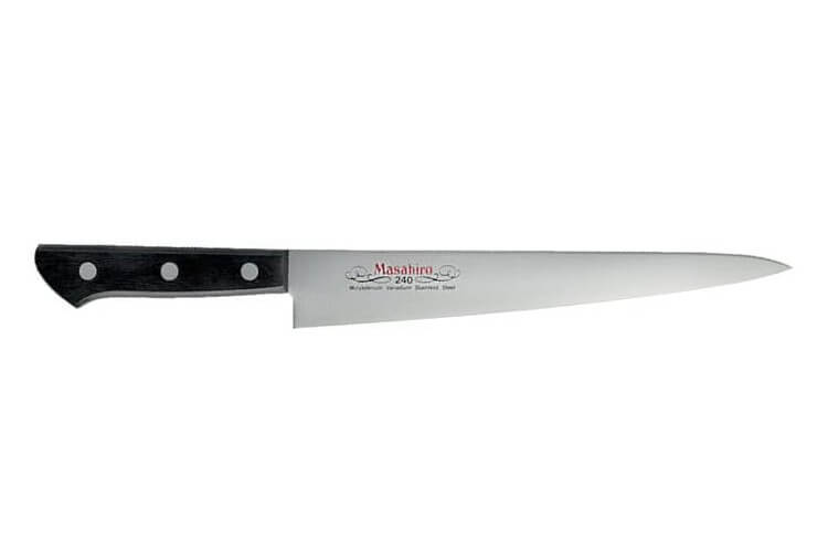 Couteau à découper japonais Masahiro BWH 24cm acier MBS-26 manche Pakkawood