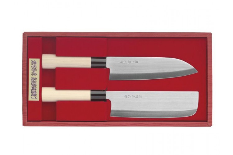 Coffret 2 couteaux japonais Noshumagorokusaku : Nakiri + Santoku