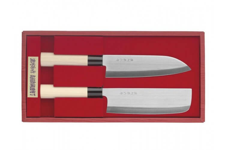 Coffret 2 couteaux japonais Noshumagorokusaku : Nakiri + Santoku