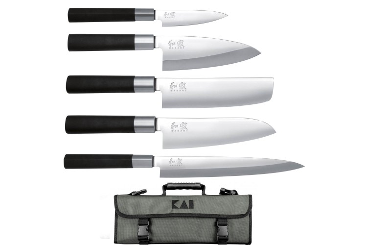 Malette 5 couteaux japonais KAI Wasabi Black JAPON