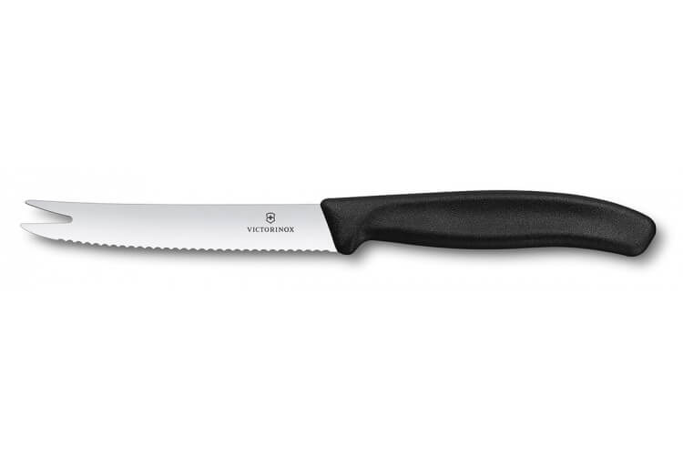Couteau à fromage/saucisson Victorinox Swissclassic lame crantée 2 pointes 11cm