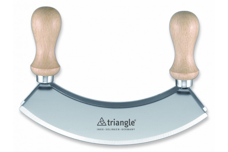 Hachoir ber&ccedil;oir triangle, double lame 23cm manche en h&ecirc;tre