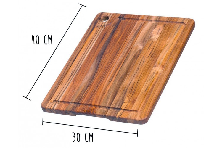 Planche &agrave; d&eacute;couper rectangulaire Teak Haus en Teck &eacute;cologique avec rigole 40x30cm