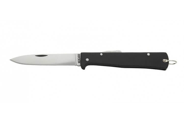 Couteau pliant OTTER Mercator lame acier carbone manche métal noir 11cm