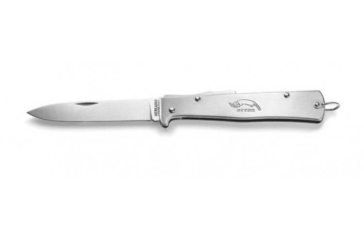 Couteau pliant OTTER Mercator lame acier inox manche métal noir 11cm