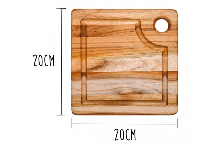 Planche à découper carrée Teak Haus en Teck écologique avec rigole 20x20cm