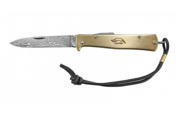 Couteau pliant OTTER Mercator acier inox manche laiton gravé 11cm