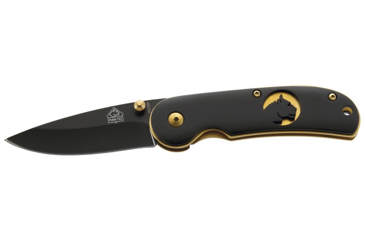 Couteau pliant Puma Tec 302411 manche 11 cm dor&eacute;/noir