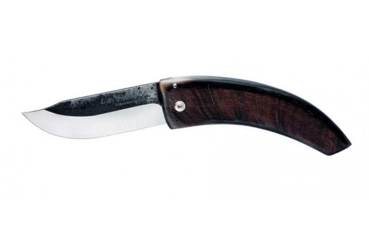 Couteau pliant Lo Pastre carbone semi-brut manche corne de b&eacute;lier 12cm
