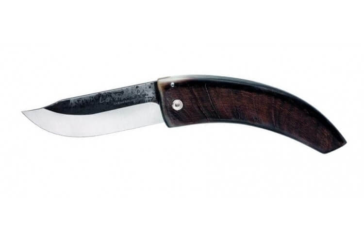 Couteau pliant Lo Pastre carbone semi-brut manche corne de bélier 12cm