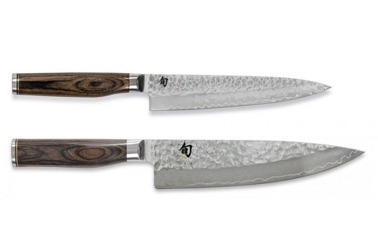Coffret 2 couteaux de cuisine damass&eacute;s Shun Premier Tim M&auml;lzer Universel + Chef