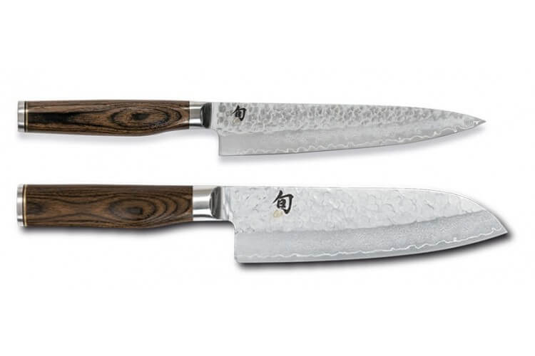 Coffret 2 couteaux de cuisine damassés Shun Premier Tim Mälzer Universel + Santoku