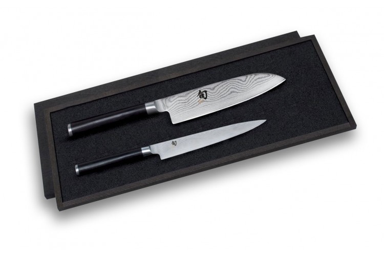 Coffret 2 couteaux japonais Kai Shun Classic Damas + bloc en h&ecirc;tre