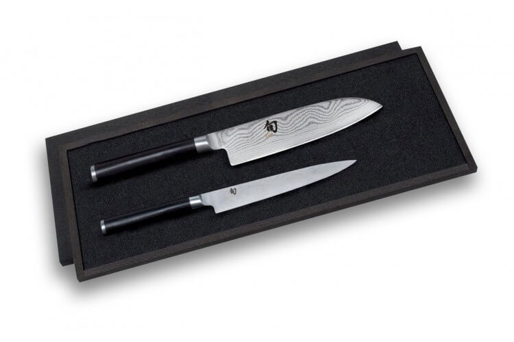 Coffret 2 couteaux japonais Kai Shun Classic Damas + bloc en hêtre