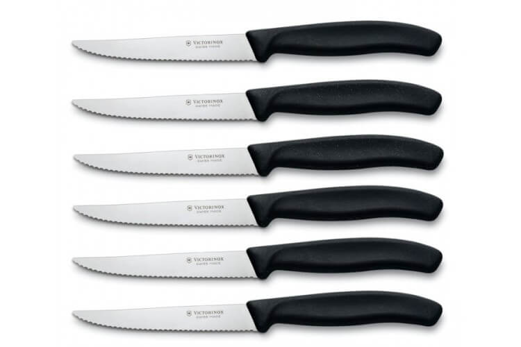 6 Couteaux steak lame 11cm Victorinox manche noir