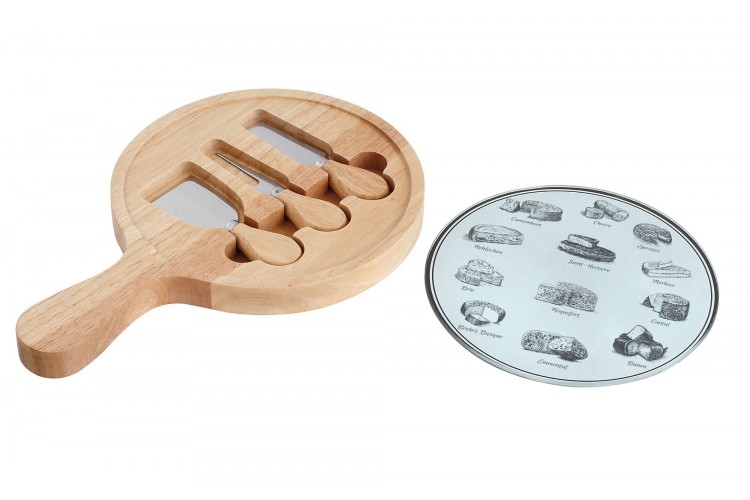 Plateau &agrave; fromages en bois Kitchen Artist + 4 accessoires malins