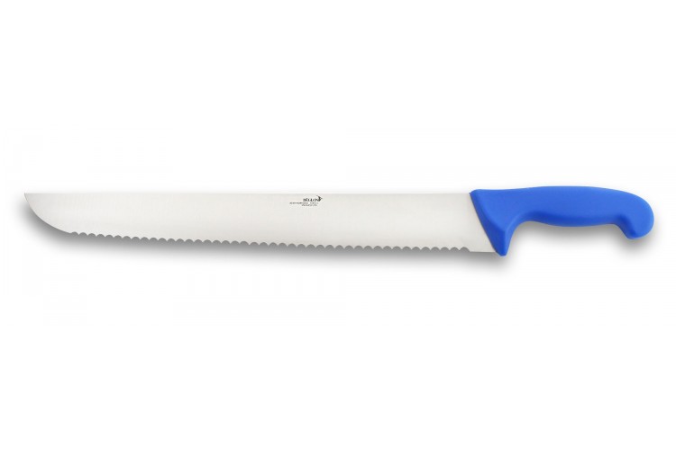 Couteau &agrave; poisson DEGLON lame 42cm grandes dents manche PP bleu 