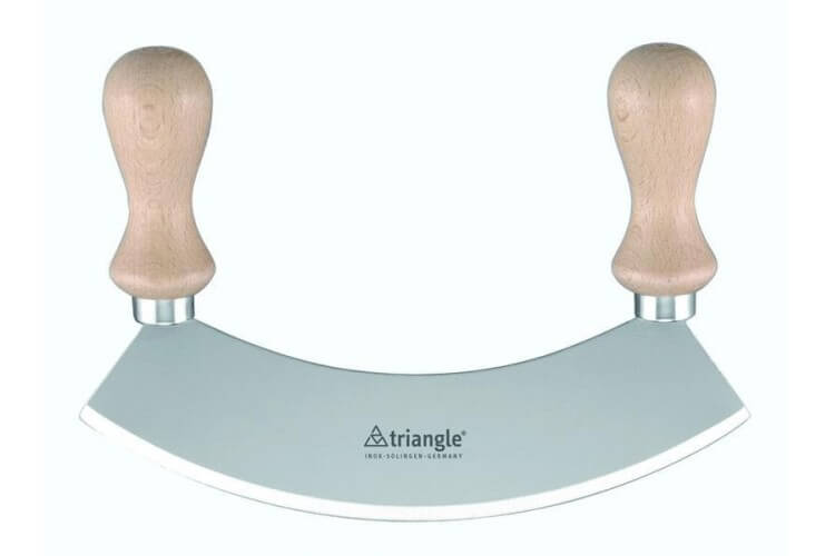 Hachoir berçoir triangle, lame 23cm manche en hêtre