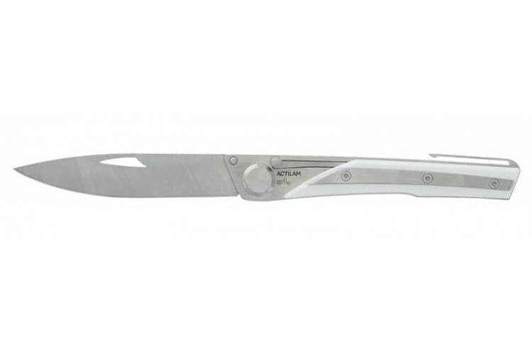 Couteau pliant Actilam S4 lame forgée manche acier/corian blanc 11cm