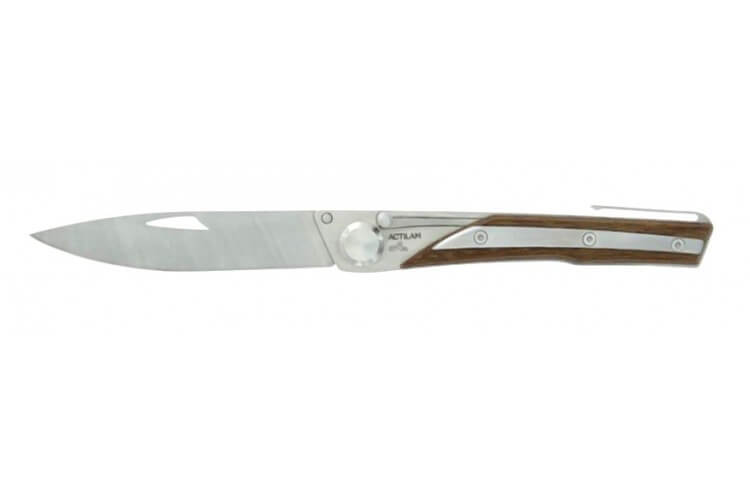 Couteau pliant Actilam S4 lame forgée manche acier/corian blanc 11cm