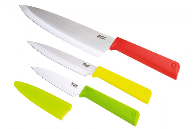 Set 3 couteaux Kuhn Rikon COLORI+ Classic Office + Universel + Chef